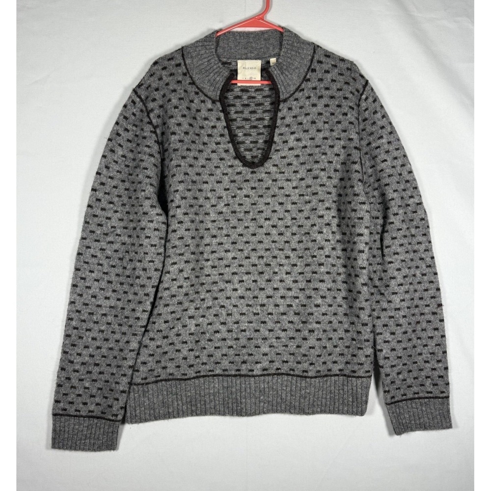 Billy Reid Sweater Mens XL Gray Wool Alpaca Nylon Textured Pullover Knit Warm